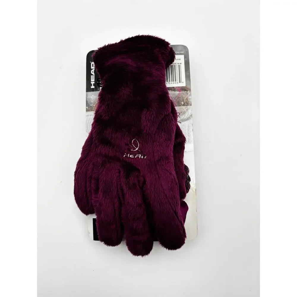New. Head Sensatec Gloves Purple Medium Women's Faux Fur With Grip New With Tags